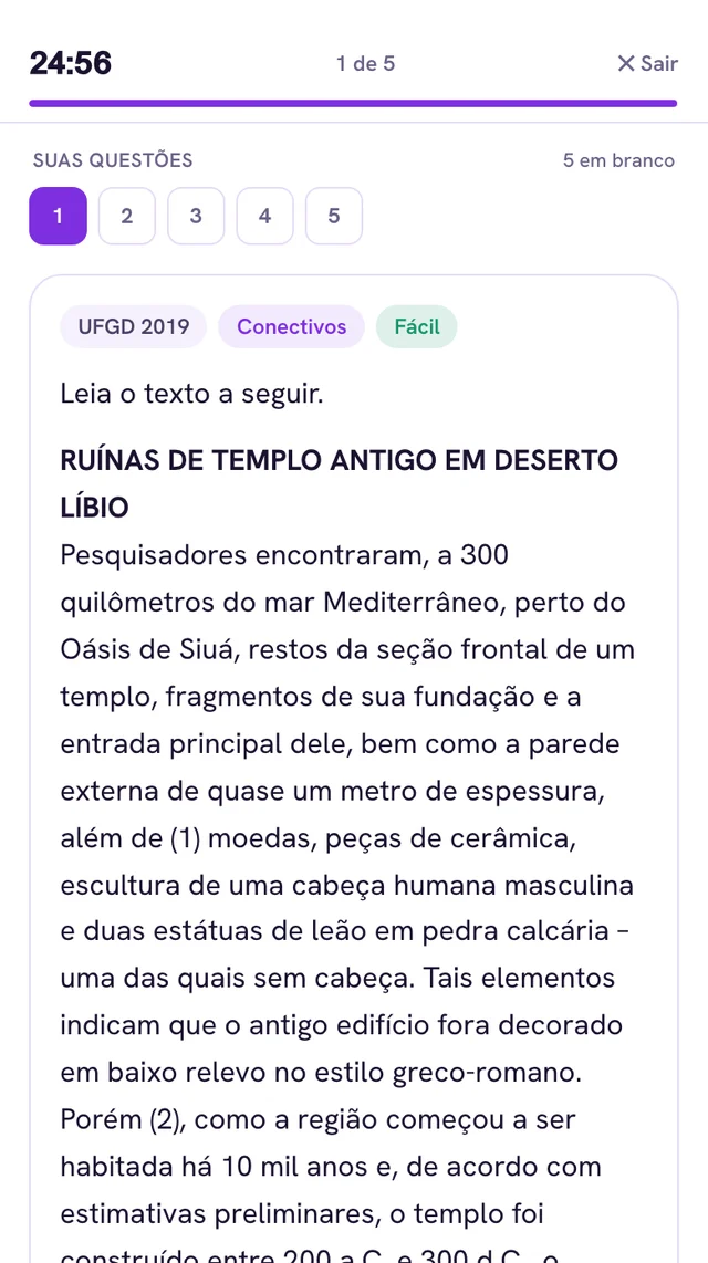 Questão da UFGD no Pomodoro, com o cronômetro
