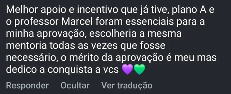 Print de depoimento de aluna aprovada em Ciências Biológicas na UFGD